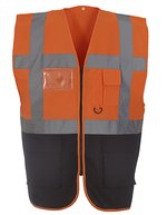 YOKO Sicherheitsweste mit Reflexstreifen und Taschen – Hi-Vis Orange/Black