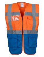 YOKO Sicherheitsweste mit Reflexstreifen und Taschen, Hi-Vis Orange/Black XL, YK801 – Haute visibilite Orange/Bleu royal