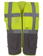 YOKO Sicherheitsweste mit Reflexstreifen und Taschen, Hi-Vis Orange/Black XL, YK801 – Haute visibilite Jaune/Gris