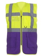 YOKO Sicherheitsweste mit Reflexstreifen und Taschen, Hi-Vis Orange/Black XL, YK801 – Haute visibilite Jaune/Violet