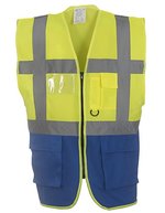 YOKO Sicherheitsweste mit Reflexstreifen und Taschen, Hi-Vis Orange/Black XL, YK801 – Haute visibilite Jaune/Bleu royal