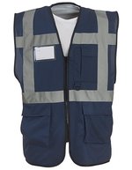 YOKO Sicherheitsweste mit Reflexstreifen und Taschen, Hi-Vis Orange/Black XL, YK801 – Marine