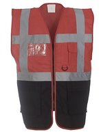 YOKO Sicherheitsweste mit Reflexstreifen und Taschen, Hi-Vis Orange/Black XL, YK801 – Rouge/Noir