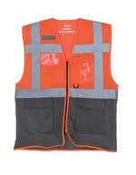 YOKO Recycelte Sicherheitsweste mit Reflexstreifen, Hi-Vis Orange S, YK820 – Haute visibilite Orange/Gris