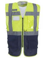 YOKO Recycelte Sicherheitsweste mit Reflexstreifen, Hi-Vis Orange S, YK820 – Haute visibilite Jaune/Marine