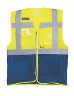YOKO Recycelte Sicherheitsweste mit Reflexstreifen, Hi-Vis Orange S, YK820 – Haute visibilite Jaune/Bleu royal