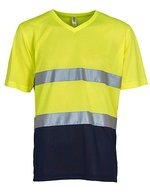 YOKO Hi-Vis V-Kragen T-Shirt mit Netzstoff, Hi-Vis Orange S, YK910 – Hi-Vis Yellow/Navy