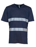 YOKO Hi-Vis V-Kragen T-Shirt mit Netzstoff, Hi-Vis Orange S, YK910 – Navy