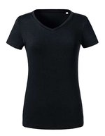 Russel Pure Organic T-Shirt scollo a V in Cotone Biologico da Donna, Black XS, Z103F – immagine 1