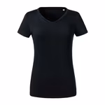 Russel Pure Organic T-Shirt scollo a V in Cotone Biologico da Donna, Black XS, Z103F – immagine 3