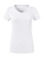 Russel Pure Organic T-Shirt scollo a V in Cotone Biologico da Donna, Black XS, Z103F – Bianco