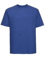 Ringgesponnenes Baumwoll-T-Shirt mit Ripp-Kragen – Azure Blue