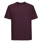 Russel Ringgesponnenes Baumwoll-T-Shirt mit Ripp-Kragen, White XS, Z180 – Burgundy