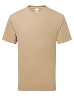 Russel Ringgesponnenes Baumwoll-T-Shirt mit Ripp-Kragen, White XS, Z180 – Tan