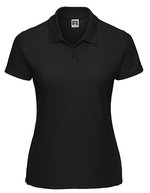 Russel Polycotton Polo mit Seitenschlitzen für Damen – Black