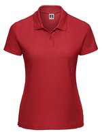 Russel Polycotton Polo mit Seitenschlitzen für Damen – Bright Red