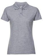 Russel Polycotton Polo mit Seitenschlitzen für Damen, Black XS, Z539F – Light Oxford (Heather)