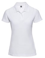 Russel Polycotton Polo mit Seitenschlitzen für Damen, Black XS, Z539F – White