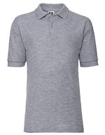 Russel Polo Shirt aus Baumwolle mit Piquéstoff für Kinder, Black 90 (XS), Z539K – Light Oxford (Heather)