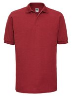 Russel Poloshirt aus Baumwolle mit Strukturstreifen, Black XS, Z599 – Bright Red