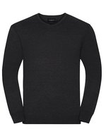 Russell Collection Strickpullover Russell Collection V-Ausschnitt – Charcoal Marl