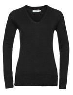 Russell Collection CottonBlend™ V-Neck Pullover Damen – Black