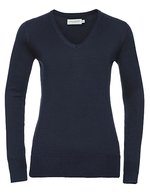 Russell Collection CottonBlend™ V-Neck Pullover Damen – French Navy