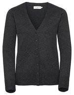 Russell Collection Baumwoll-Polyacryl V-Ausschnitt Cardigan – Charcoal Marl