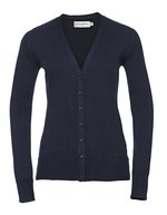 Russell Collection Baumwoll-Polyacryl V-Ausschnitt Cardigan – French Navy