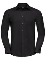 Russell Collection Tailliertes Popeline-Hemd mit Kragen – Black