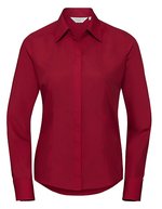 Russell Collection Körperbetontes Popeline-Hemd mit Knopfleiste – Classic Red