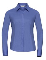 Russell Collection Körperbetontes Popeline-Hemd mit Knopfleiste – Corporate Blue