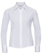 Russell Collection Körperbetontes Popeline-Hemd mit Knopfleiste, Black XS, Z924F – Bianco