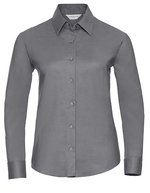 Russell Collection Oxford Bluse Slim Fit Pastellfarbe – Silver