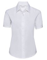 Russell Collection Kurzarm-Hemd Oxford Kollektion für Damen, Black M, Z933F – Bianco