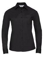 Russell Collection Klassische Popeline-Bluse mit Brusttasche – Black