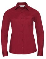 Russell Collection Klassische Popeline-Bluse mit Brusttasche – Classic Red
