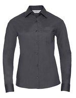 Russell Collection Klassische Popeline-Bluse mit Brusttasche – Convoy Grey