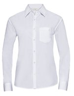Russell Collection Klassische Popeline-Bluse mit Brusttasche, Black XS, Z934F – Bianco