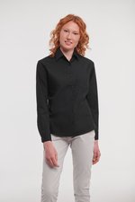 Russell Collection Langarm-Bluse aus gekämmter Baumwolle, Black XS, Z936F – Bild 1