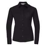 Russell Collection Camicetta a maniche lunghe in Cotone pettinato, Black XS, Z936F – immagine 3