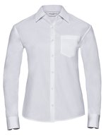 Russell Collection Langarm-Bluse aus gekämmter Baumwolle – White