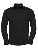 Russell Collection Körperbetontes Stretch-Hemd mit Kragen – Black