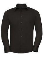 Russell Collection Körperbetontes Stretch-Hemd mit Kragen – Chocolate