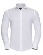 Russell Collection Körperbetontes Stretch-Hemd mit Kragen – White