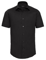 Russell Collection Körperbetontes Kurzarmhemd mit Stretch – Black