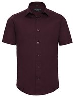 Russell Collection Körperbetontes Kurzarmhemd mit Stretch – Port