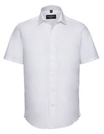 Russell Collection Körperbetontes Kurzarmhemd mit Stretch – White