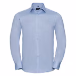 Russell Collection Camicia Herringbone sagomata con gemelli, Light Blue S (37/38), Z962 – immagine 3