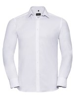 Russell Collection Tailliertes Herringbone-Hemd mit Manschettenknöpfen, Light Blue 3XL (47/48), Z962 – Bianco